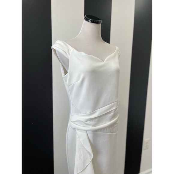 Venus White Cap Sleeve Ruffle Detail Dress NWOT - Picture 3 of 6